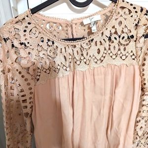Joie eyelet long sleeve top, XS, neutral pink/beige